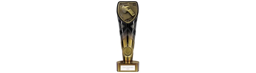 FUSION COBRA FOOTBALL REFEREE WHISTLE RESIN TROPHY - 5 SIZES 11CM - 22.5CM FUSION COBRA FOOTBALL REFEREE WHISTLE RESIN TROPHY - 5 SIZES 11CM - 22.5CM